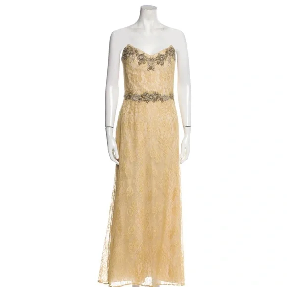 Marchesa | Dresses | Marchesa Notte Lace And Beaded Evening Gown | Poshmark